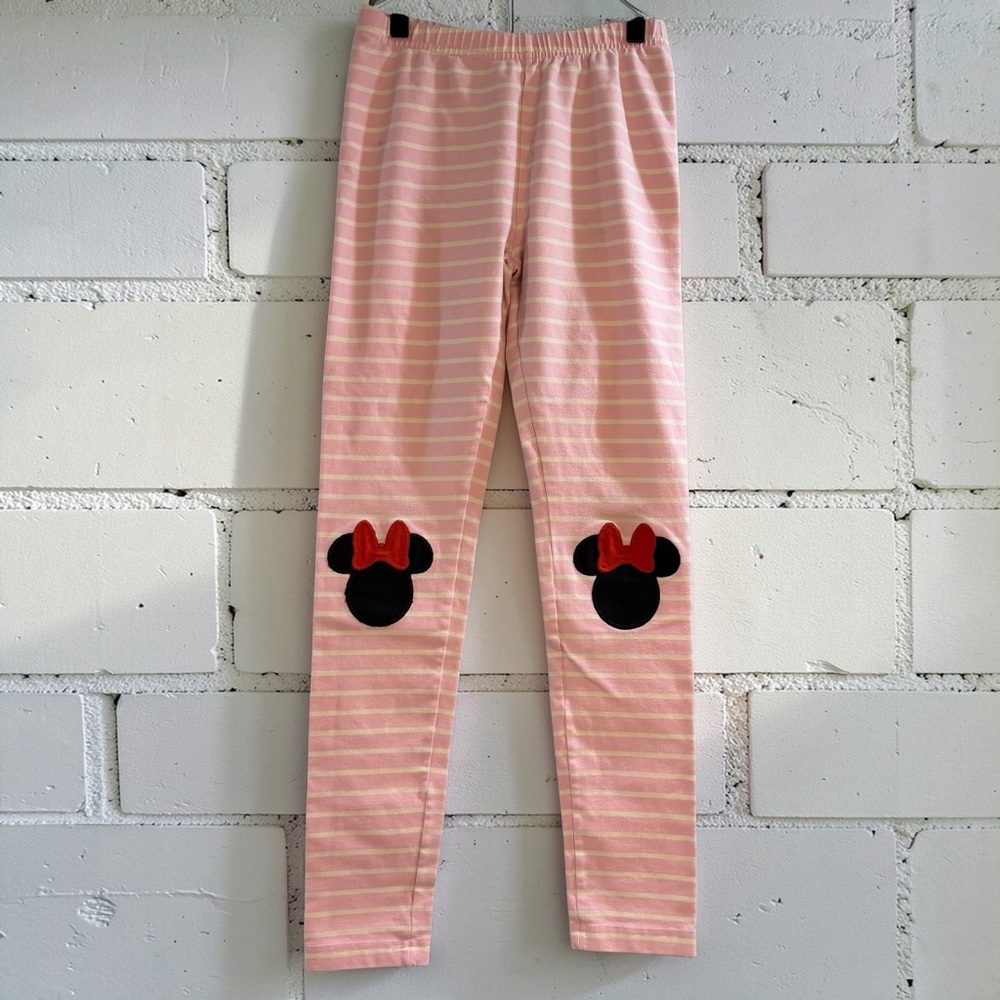 Disney Hanna Andersson Minnie Mouse Stripe Leggings Pink Girls 12